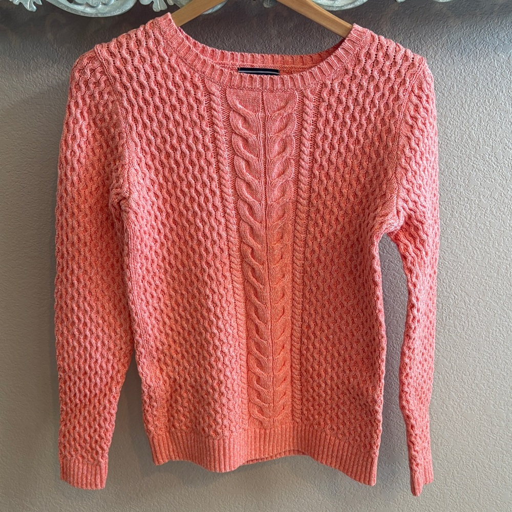 Lands' End Coral Cable Knit Sweater